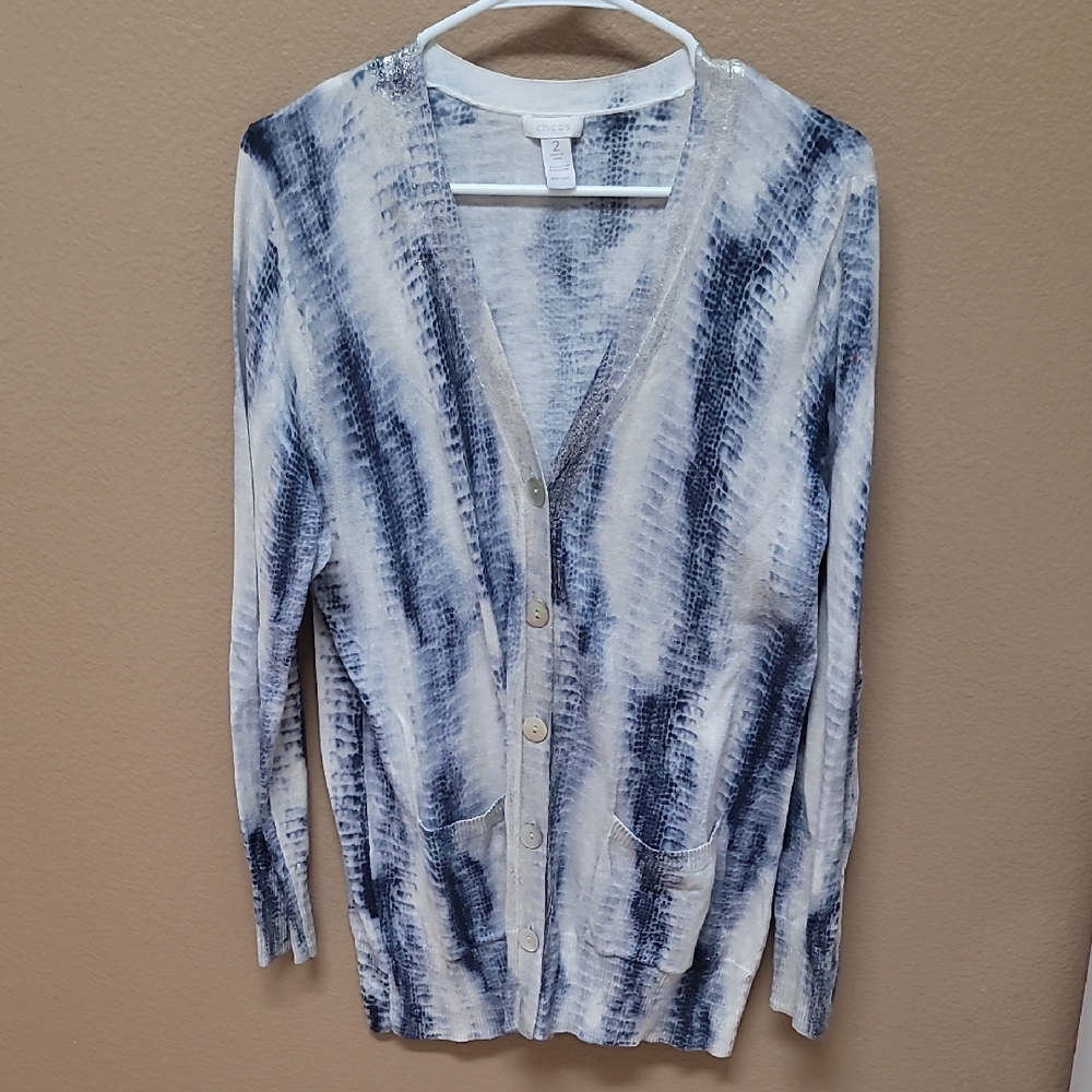 Chico's Blue and White Cardigan Sweater 💙